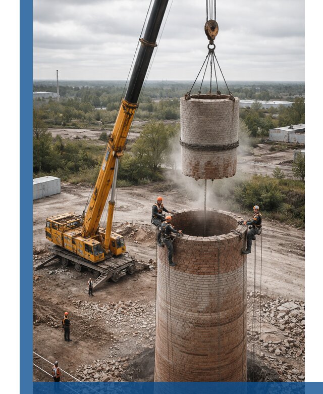 Демонтаж дымовой трубы в Магадане с гарантиями безопасности