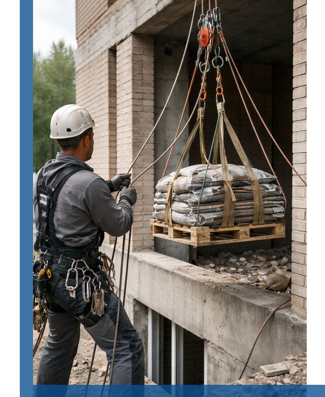 Подъем материалов на этаж веревками в Магадане оперативно