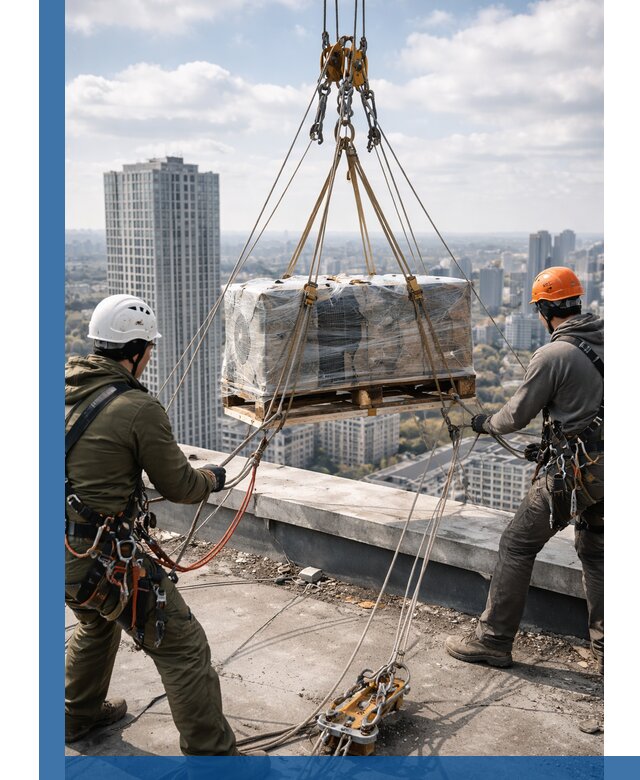 Подъем и монтаж крупногабаритных грузов на крышу в Магадане