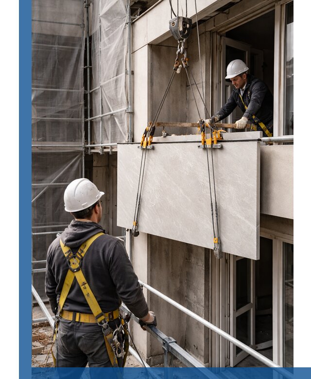 Подъем керамогранита на этаж в Магадане грузчиками и техникой