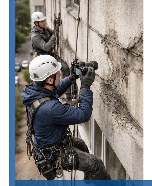 Фотофиксация дефектов фасада с высотной съемкой в Магадане
