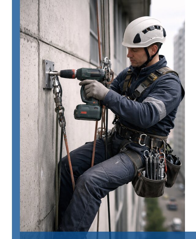 Установка анкерных точек для высотных работ в Магадане