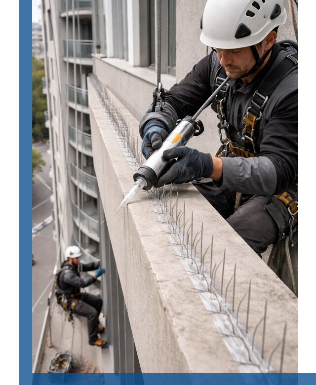 Установка шипов от птиц на фасадах и кровлях в Магадане